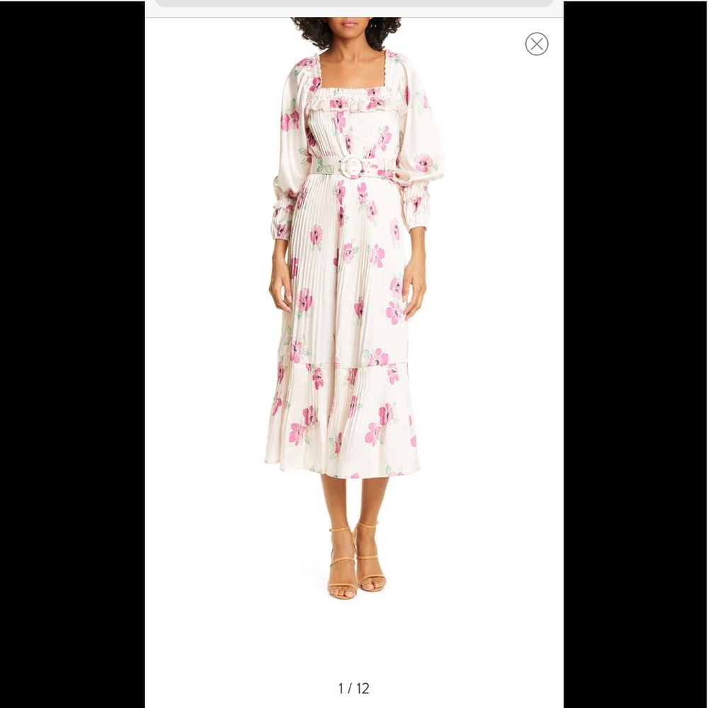 NWT NICHOLAS Pink Pleated Prairie MIDI Dress 4